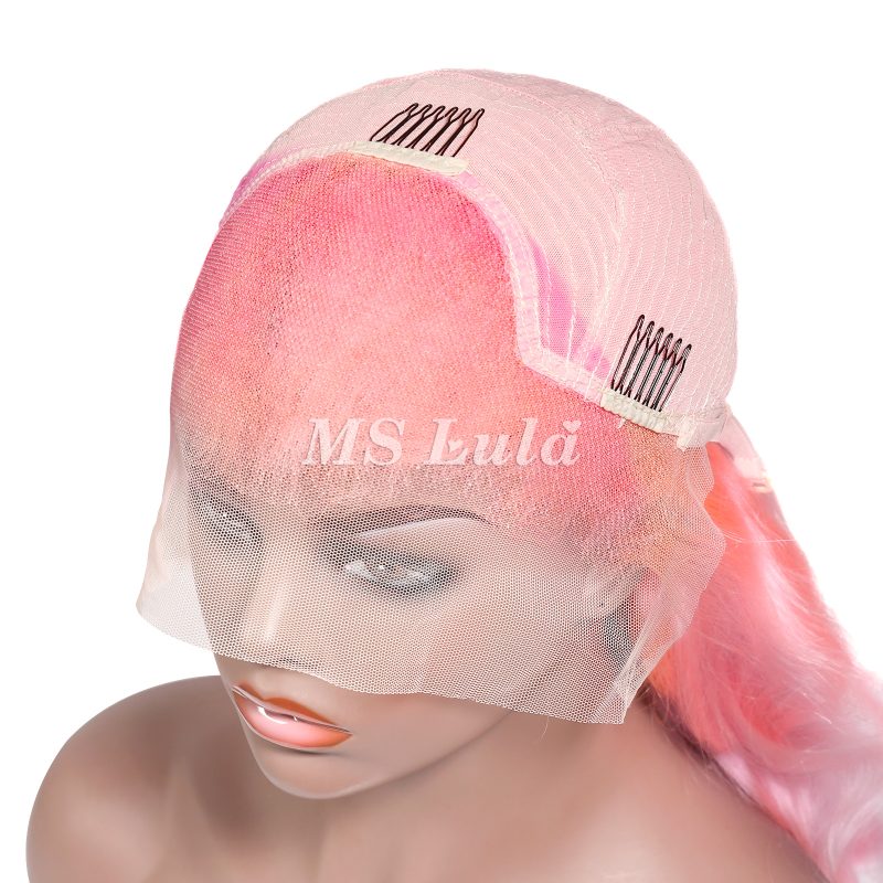 Pink Color 13x4 Transparent Lace Front Wigs Body Wave - 图片 6